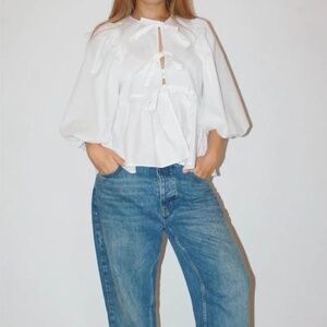 Cioatin Women Bow Tie Front Shirt